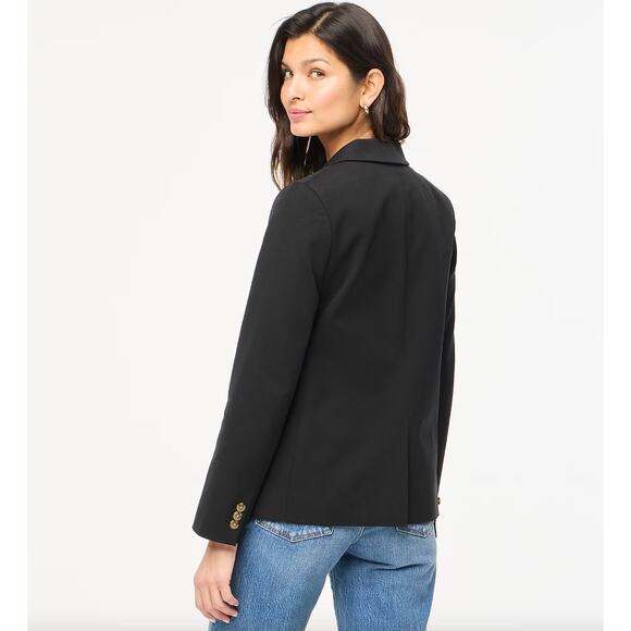 J.Crew Cotton Blend Two Button Blazer Preppy Black Classic Notch Collar US 0 NWT - Picture 3 of 14